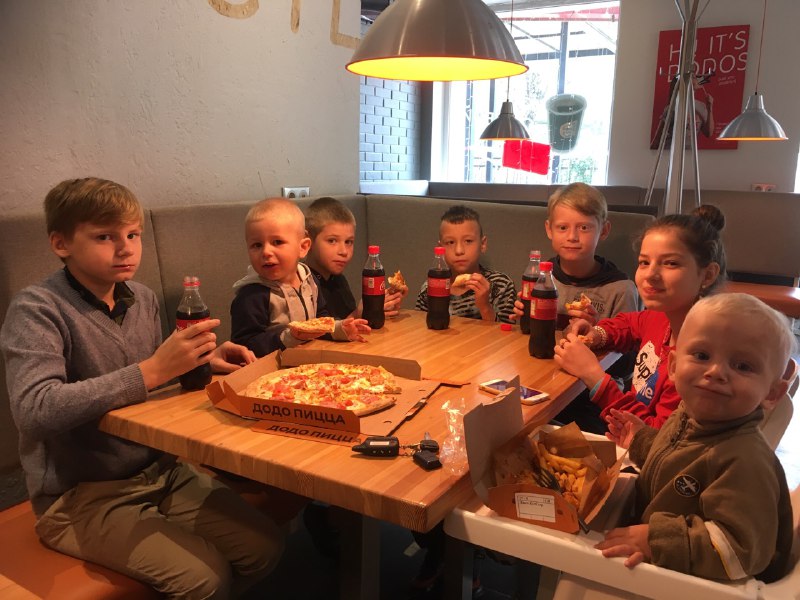 Anton, Maxim, and Eva with Vyacheslav's children.