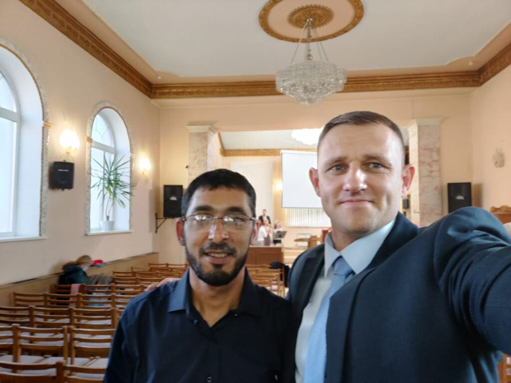 Semion and Pastor Alexander at church.