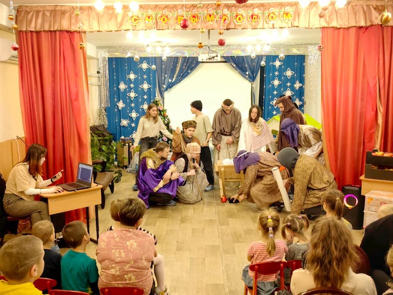 Christmas celebration at the orphanage.