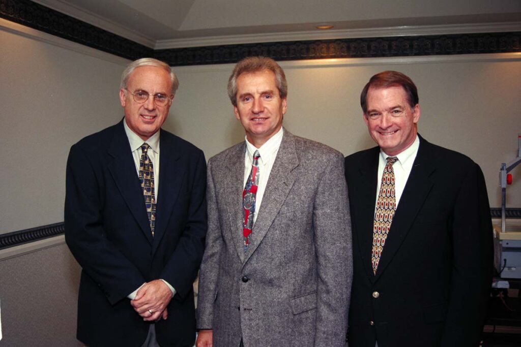 Dr. John MacArthur, Piotr Konovalchik, former president of the Russian UECB, and Bob Provost, SGA president emeritus.