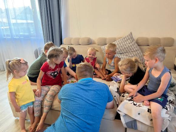 Spending time with the six children.