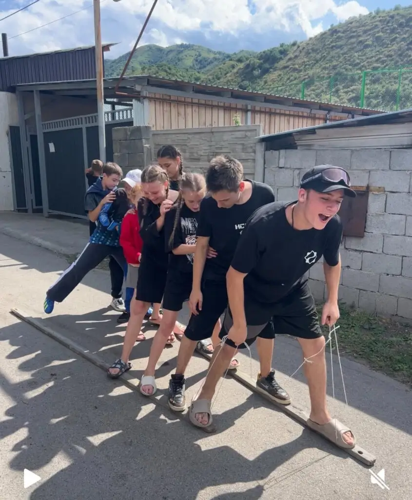 Boys standing in a line