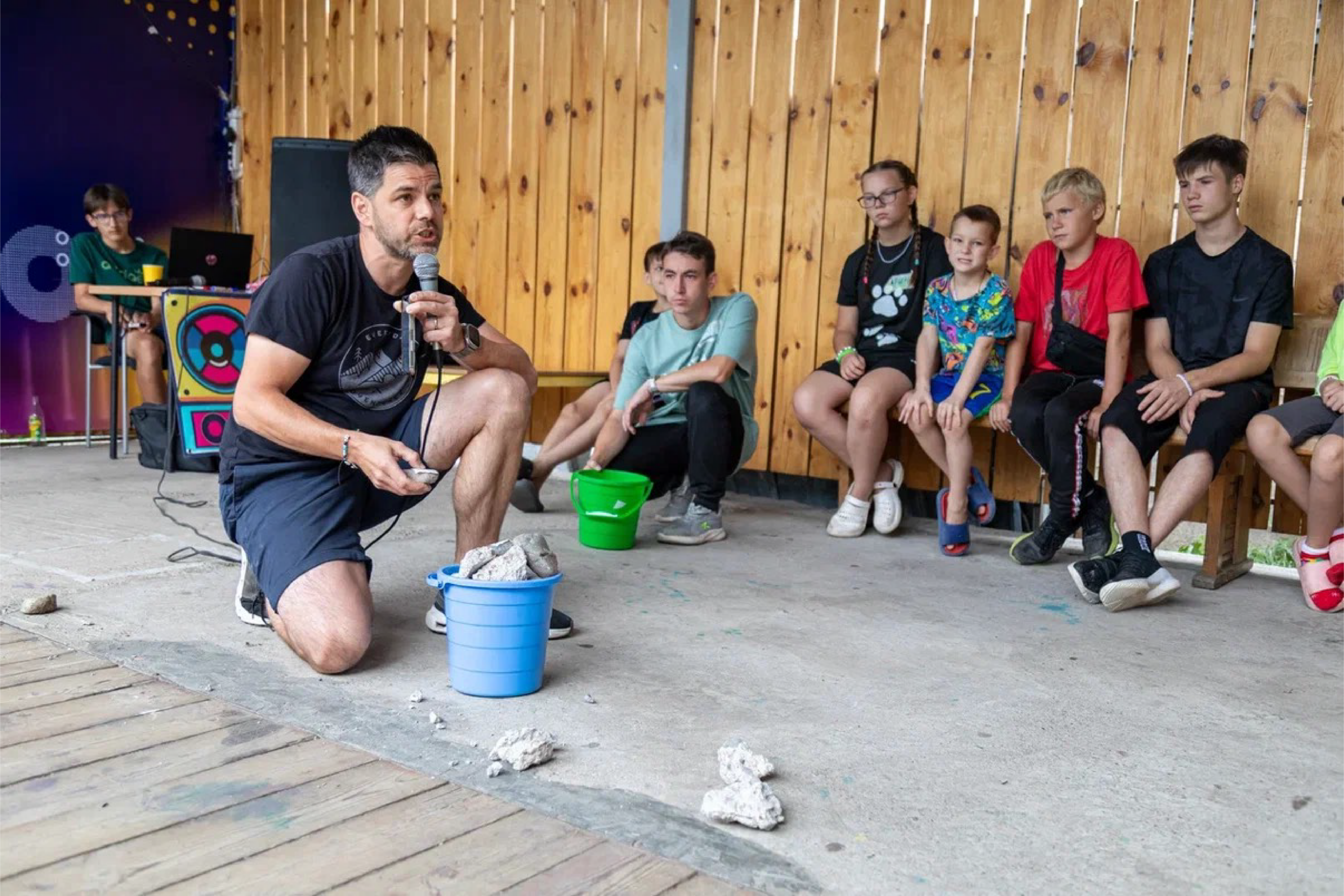 Bible lesson at the camp.