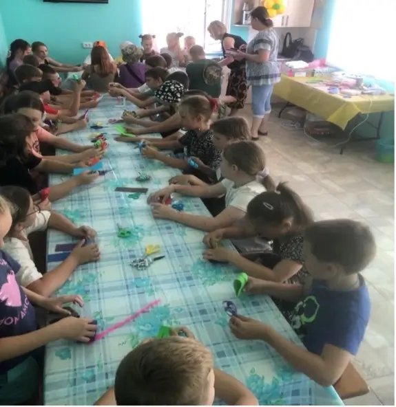 Children sitting around a table