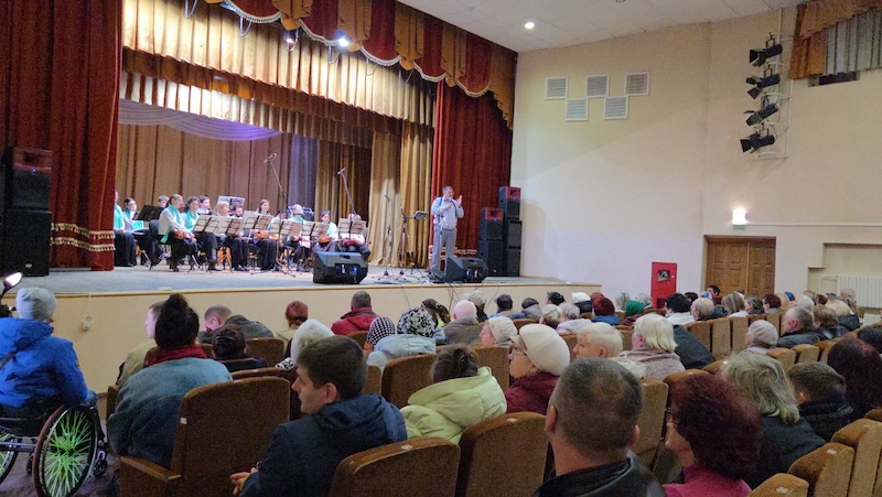 Pastor Vladimir preaches after the musical group performs.